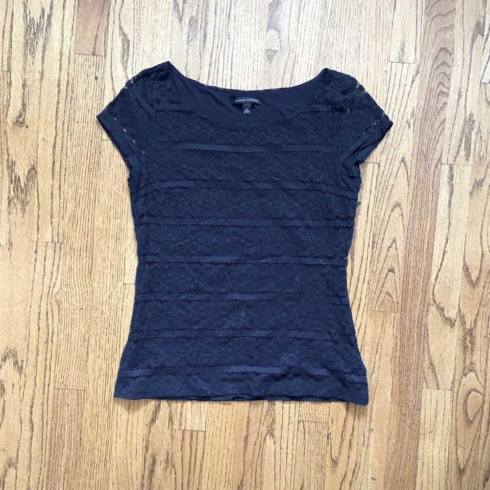 NWOT Banana Republic Navy Lace top